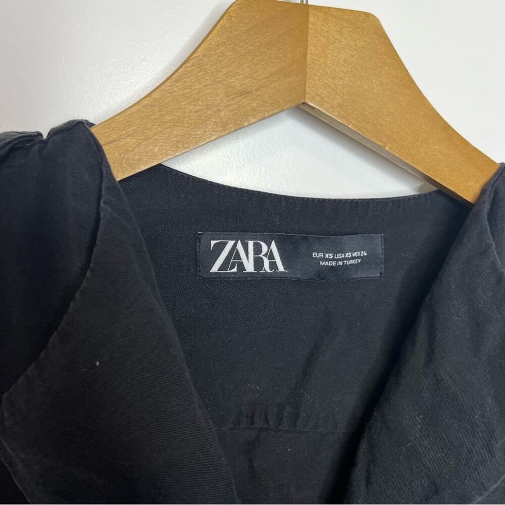 Zara Black Sleeveless Button Down Waist Tie Shirt Dress Size XS - Picture 4 of 10